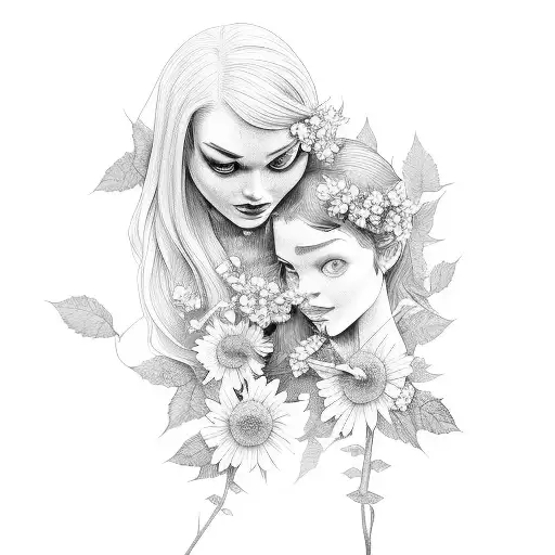 poison ivy and Daisy  tattoo design idea