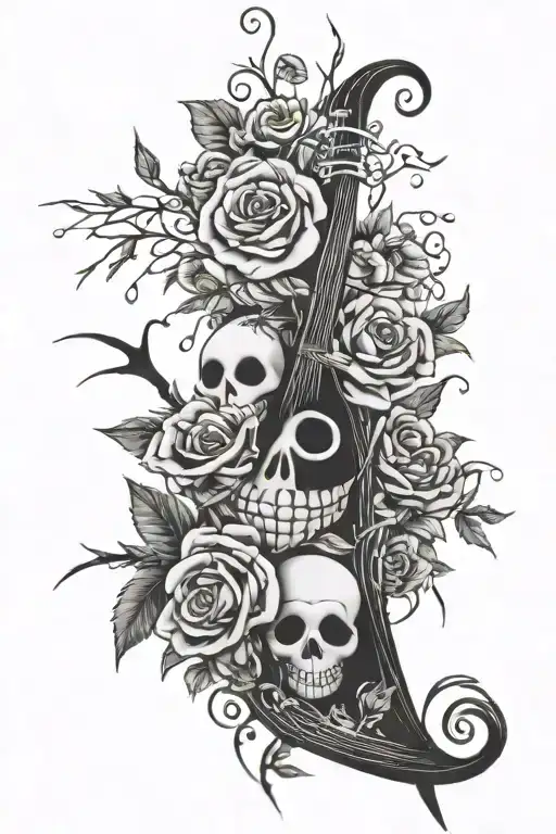 nightmare before Christmas, flower bouquet tattoo design idea
