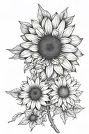 daisy,sweet pea, sunflower, chrysanthemum tattoo design idea