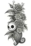 nightmare before Christmas, flower bouquet tattoo design idea