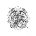 Design a tattoo that merges the chaos of abstract art with the ancient beauty of nordic runes. tattoo design idea