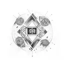 Design a tattoo that merges the chaos of abstract art with the ancient beauty of nordic runes. tattoo design idea