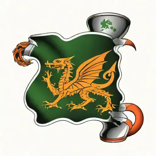welsh dragon wrapped in irish flag  tattoo design idea