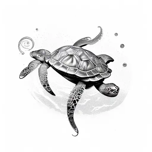 Turtle jelly fish and octopus tattoo design idea