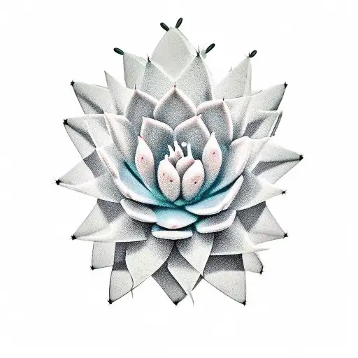 cactus flowers tattoo design idea
