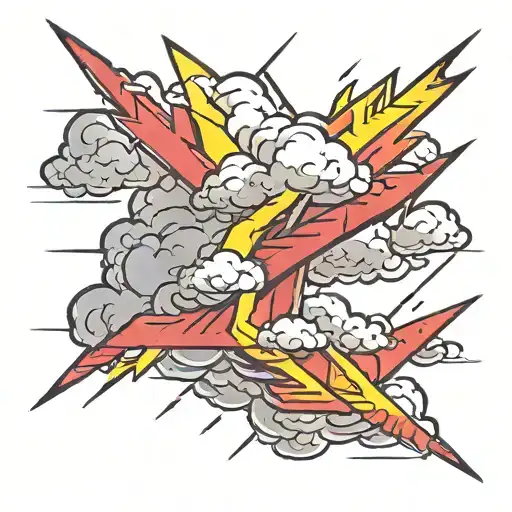 cloud lightning bolt tattoo design idea