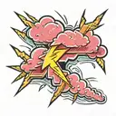 cloud lightning bolt tattoo design idea