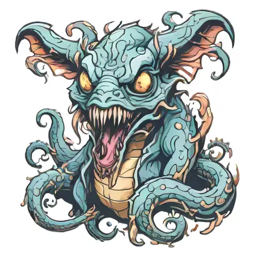 chupacabra eldritch horror tattoo design idea