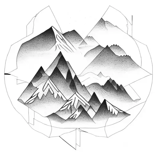 Mountain in triangle tattoo design idea