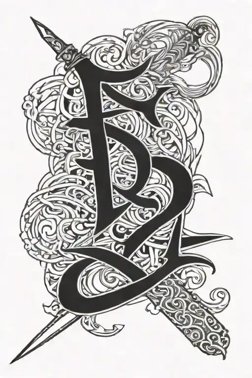 The number 313 where 1 becomes the sword of Imam Ali tattoo design idea