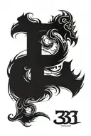 The number 313 where 1 becomes the double-edged sword of Zulfiqar tattoo design idea