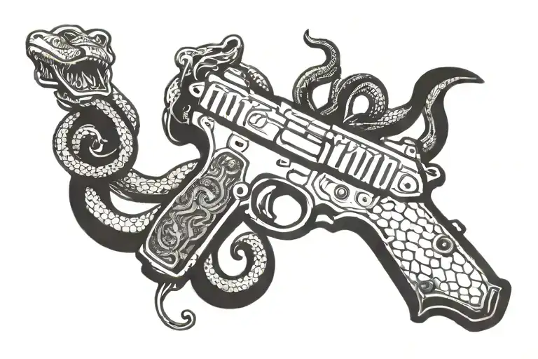 parabellum GUN + snake tattoo design idea