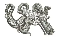 parabellum GUN + snake tattoo design idea