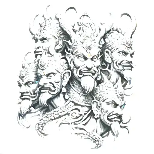 ravana ten heads tattoo design idea