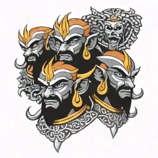 ravana ten heads tattoo design idea