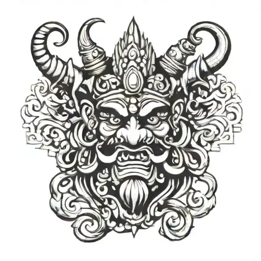 ravana ten heads tattoo design idea