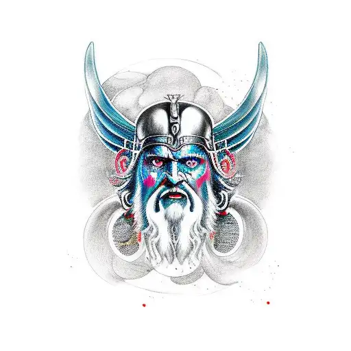 Odin abriendo los brazos con una espada  tattoo design idea