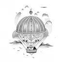 vintage hot air balloon tattoo design idea