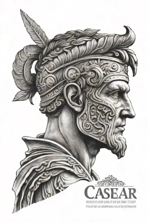 Roman Empire landscape featuring emperor Julius Caesar tattoo design idea