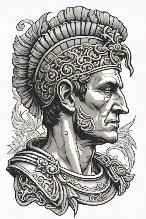 Young and imposing emperor Julius Caesar tattoo design idea