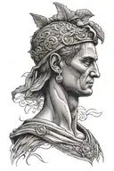 Young emperor Julius Caesar full body tattoo design idea