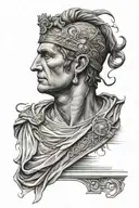 Young emperor Julius Caesar full body tattoo design idea