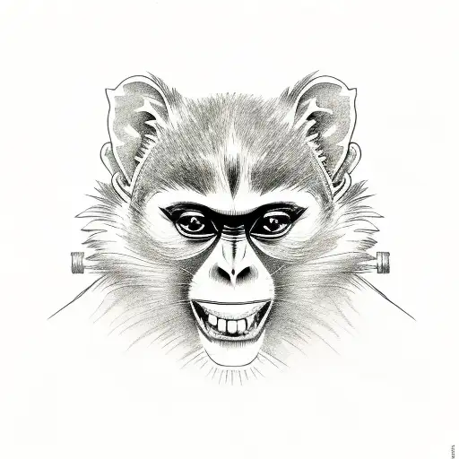 tattoo with front end of a Porsche 911 and the passenger is a monkey while the driver is a racoon. tattoo design idea