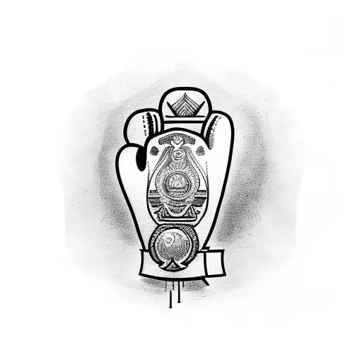 A tattoo of a boxing glove adorned with Egyptian symbols tattoo design idea