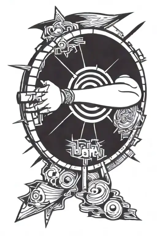 dart hitting the bullseye tattoo design idea