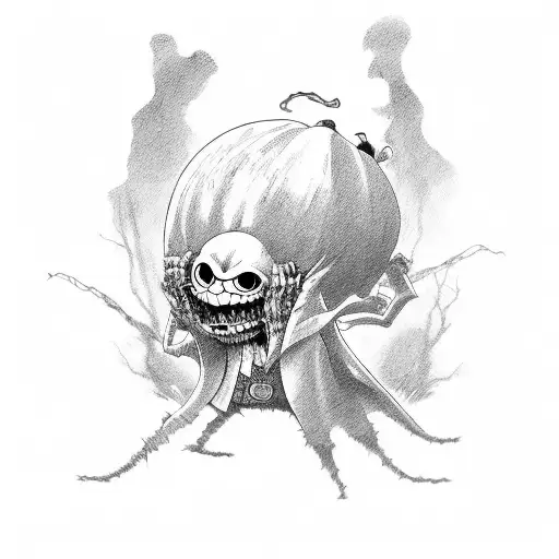A Gegege no Kitaro character in a horror movie scene tattoo design idea