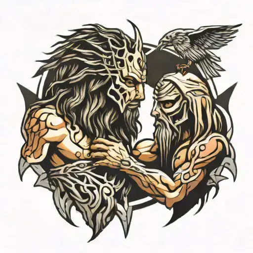 Jesus vs. Predator simple tattoo design idea