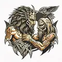 Jesus vs. Predator simple tattoo design idea