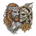 Jesus vs. Predator simple tattoo design idea