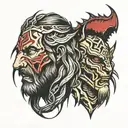 Jesus vs. Predator simple tattoo design idea