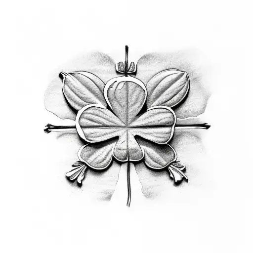 4 leaf clover made with three sevens tattoo design idea