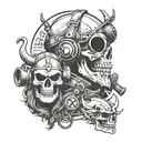 skull and viking and operator with night vision goggles tattoo design idea