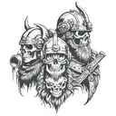 skull and viking and operator with night vision goggles tattoo design idea