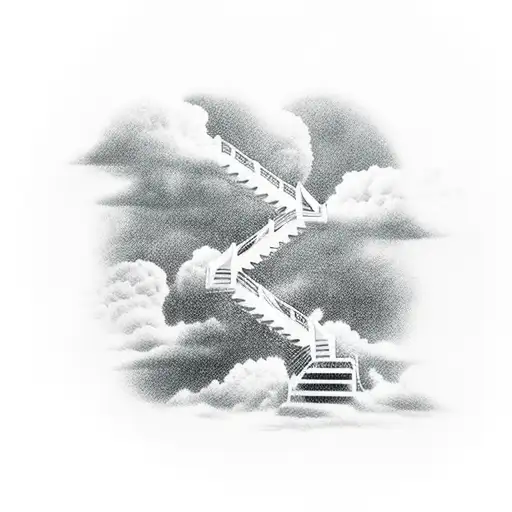 Stairs to Heaven with Clouds and Light tattoo design idea
