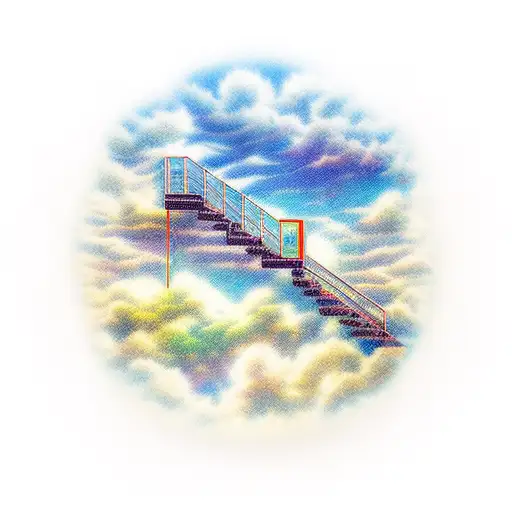 Stairs to Heaven with Clouds and Light tattoo design idea
