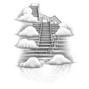 Stairs to Heaven with Clouds and Light Beaming Down tattoo design idea