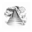 Stairs to Heaven with Clouds and Light Beaming Down tattoo design idea