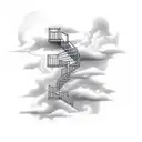 Stairs to Heaven with Clouds and Light Beaming Down tattoo design idea
