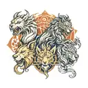 Dragon,lion and wolf surrounded tattoo design idea