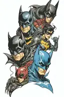 batman, robin, redhood, nightwing, batgirl tattoo design idea