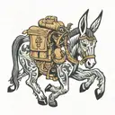 backpack riding a donkey tattoo design idea