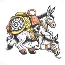 backpack riding a donkey tattoo design idea