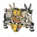 backpack riding a donkey tattoo design idea