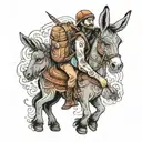 backpack riding a donkey cuddling beneath tattoo design idea