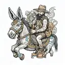 backpack riding a donkey cuddling beneath tattoo design idea