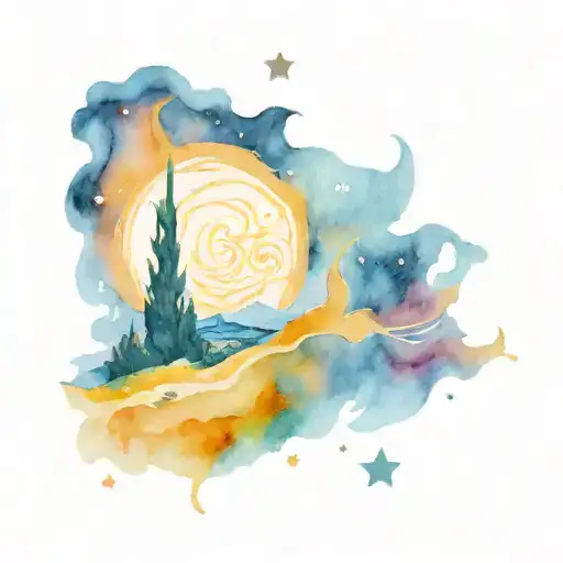 van gogh starry night tattoo design idea